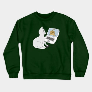 Cat and computer Crewneck Sweatshirt